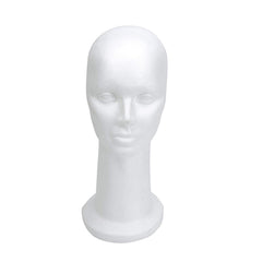 La cabeza maniquí de espuma blanca de BHD Beauty, frontal, ideal para peinar y exhibir pelucas.