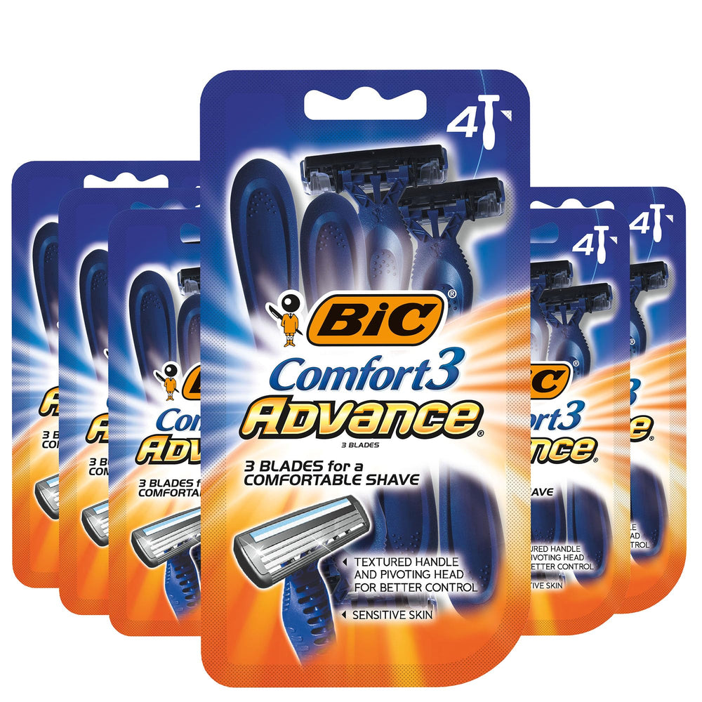 BIC Comfort 3 Advance, maquinilla desechable para hombre, afeitado suave y cómodo