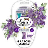 Rasuradora BIC Soleil 4 Escape con mango lavanda para afeitado suave