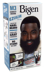 Bigen EZ Color para Hombres, caja marrón oscuro, paquete de 6, color uniforme para cabello y barba.