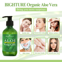 Gel de Aloe Vera BIGHTURE, alivio suave para quemaduras solares superficiales.