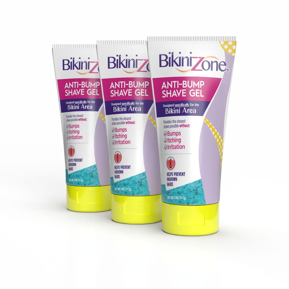 Bikini Zone bottle for precise bikini-area shaving with gentle protection.