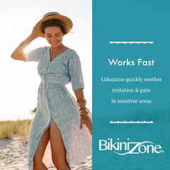 Applying Bikini Zone gel to bikini area after shaving for soothing care