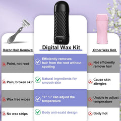 Binzls Roll On Wax Kit tiras wax no tejido, aplicación limpia y rápida