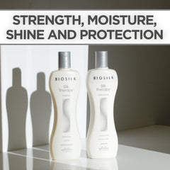 BioSilk Silk Therapy Duo acondicionador en botella, hidratación y suavidad.