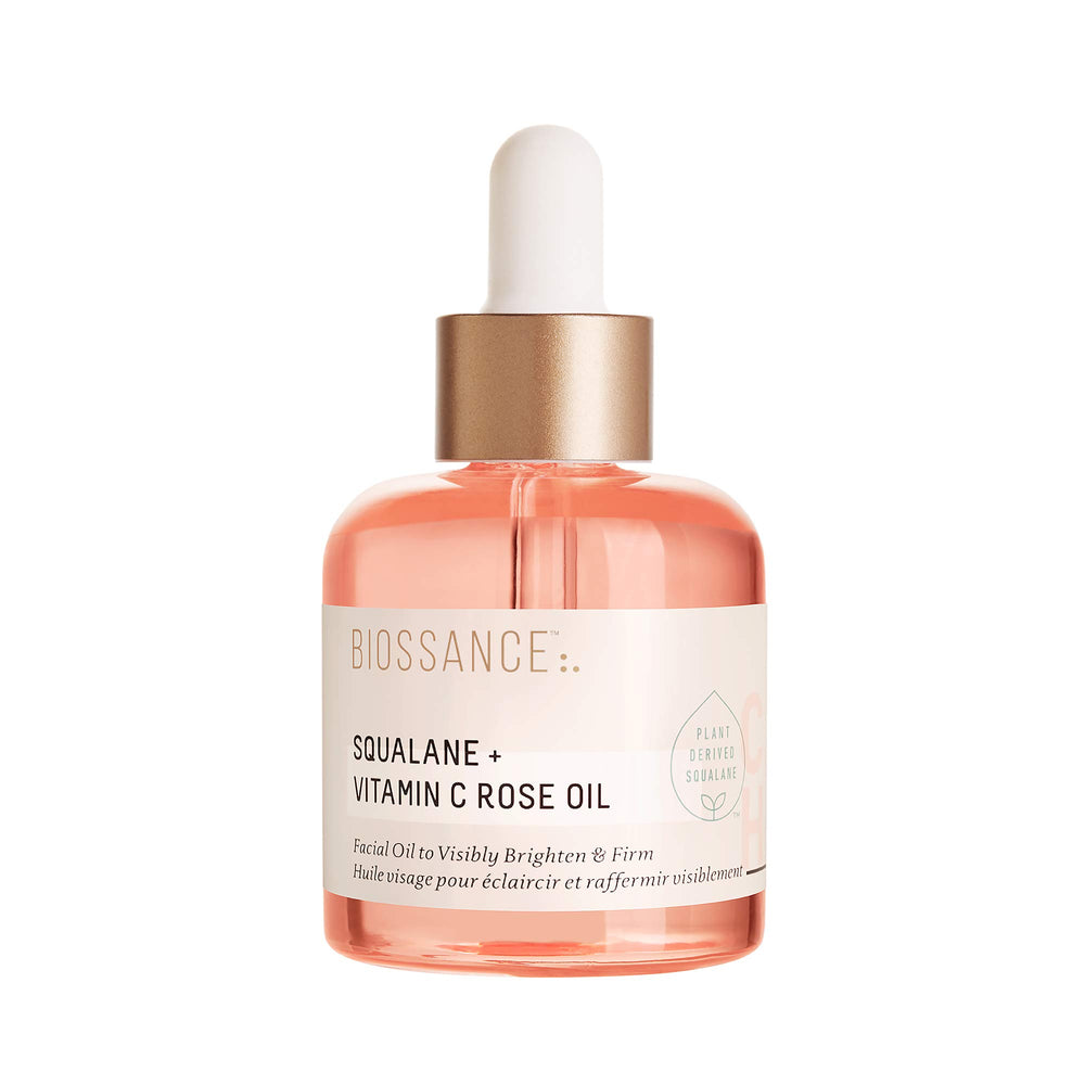 BIOSSANCE Squalane + Vitamina C Rosa, botella con brillo inmediato para la piel