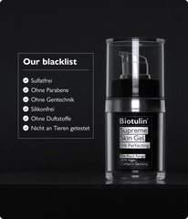 Biotulin Supreme Skin Gel, goutte déposée sur la peau, action rapide.