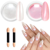 BISHENGYF polvo cromado perlado blanco para acabado espejo en uñas