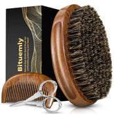 Bituemly cepillo-barba cerdas-jabalí naturales para desenredar y distribuir aceites.