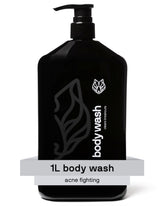 Black Wolf bano corporal 1l, limpieza profunda para piel masculina.