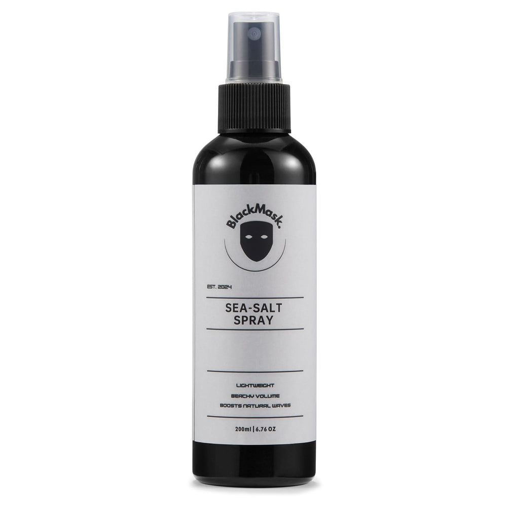 BlackMask spray de sal marina en botella para volumen ligero y textura natural.
