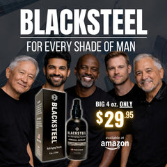 Sérum BLACKSTEEL — application matinale rapide et pratique.