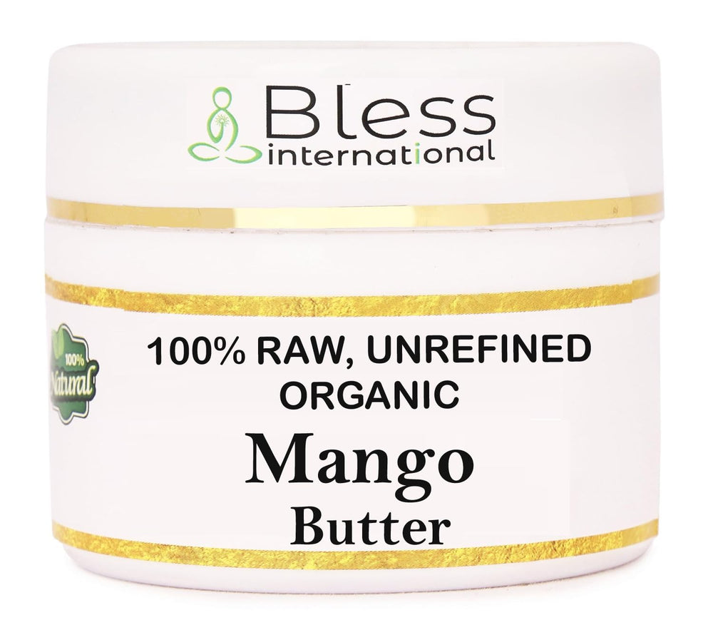 Bless International manteca de mango cruda en botella, hidratación diaria.