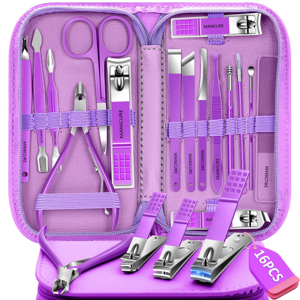 Set BLESWIN 16 piezas para manicura en casa, herramientas precisas.