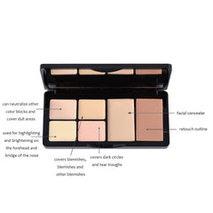 BliBling Paleta Correctora 6 en 1, aplicador doble para retoques rápidos.