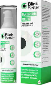 BlinkBetter BetterLids Gel en envase compacto para limpieza suave de párpados.