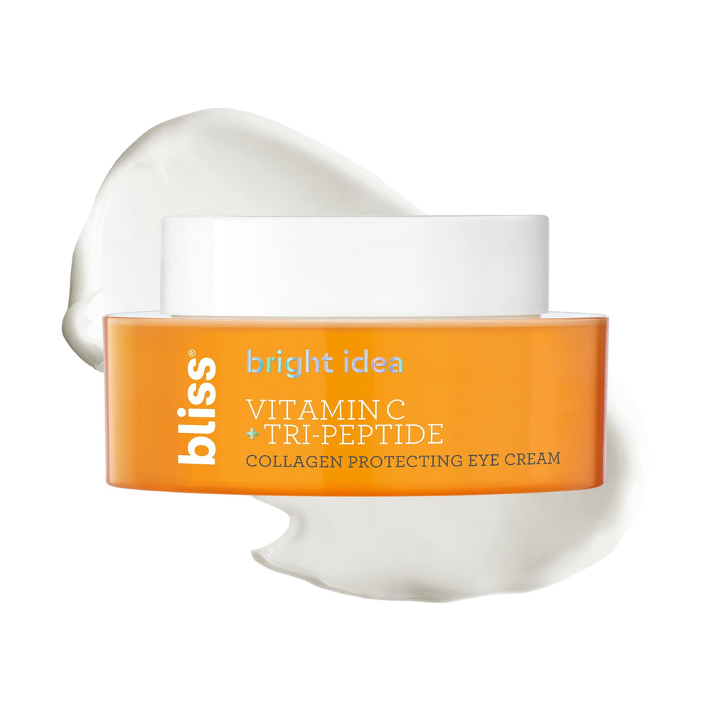 Bliss Bright Idea Eye Cream jar closeup highlighting vitamin C brightening formula