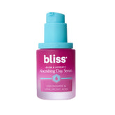 Bliss Glow & Hydrate Serum envase, textura ligera para hidratación diaria.