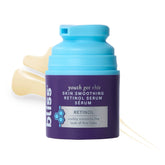 Bliss Retinol Serum botella con gotas para uso diario y cuidado antienvejecimiento.