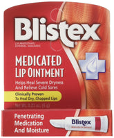 Labial medicado Blistex en embalaje de seis unidades para alivio práctico.