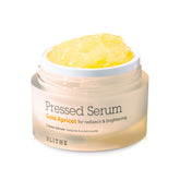 BLITHE serum prensado oro albaricoque en botella para luminosidad suave.
