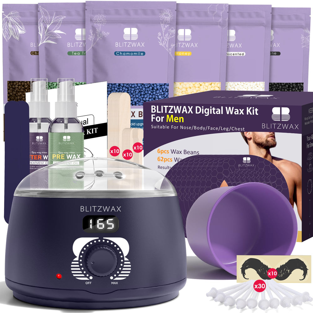 BLITZWAX kit cera dura para hombres, cara; depilación suave y precisa.