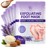 BLOOMORA mascarilla exfoliante para pies: exfolia suavemente y revela piel más suave.