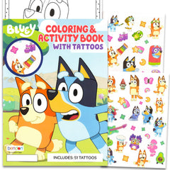 Conjunto de tatuajes Bluey: ilustraciones de personajes para fiestas y diversión.