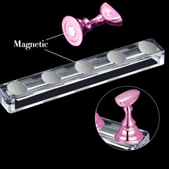 Blulu base cristal magnética para exhibición de uñas, estable y fácil de usar
