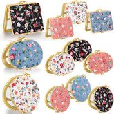 Blulu miroir poche fleurs rectangle rose, pratique pour retouches rapides en déplacement