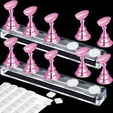 Blulu soportes para uñas acrílicas con base magnética rosa, ideal para practicar y exhibir arte