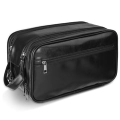 BNSPOCKET bolsa de higiene de cuero personalizada frente, estilo elegante y organizada para viajes.