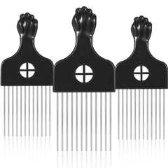 Boao peine Afro de metal con mango negro, desenreda rizos con suavidad