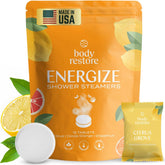 Body Restore : ensemble bombes-douche-aromathérapie-agrumes pour une détente spa à domicile.