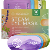 Body Restore mascarilla ocular de lavanda, enfoque en embalaje para relajación de ojos cansados