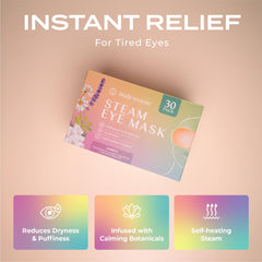 Body Restore mascarilla ocular lavanda, enfoque en uso en casa para descanso visual