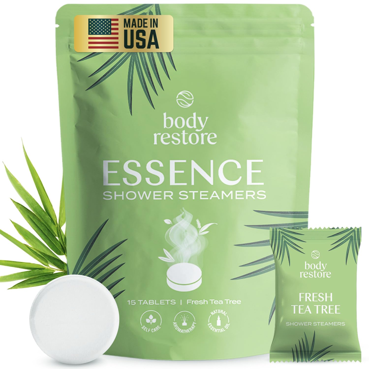 Body Restore vaporizadores para ducha con aroma de arbol de te para empezar el dia con calma.