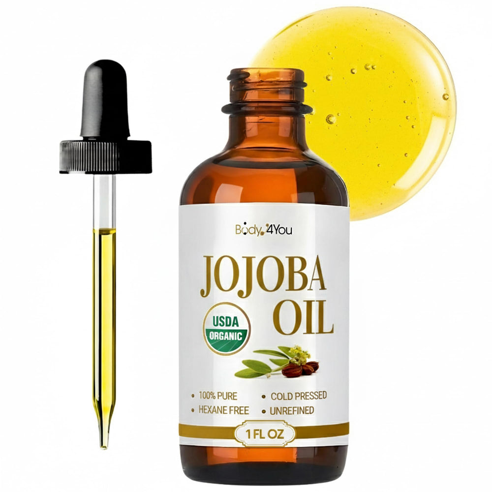 BodyJ4You Aceite de Jojoba orgánico para rostro, hidratación suave diaria.
