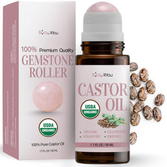 BodyJ4You Aceite de Ricino Roll-On, frasco ámbar, para hidratación suave de la piel.