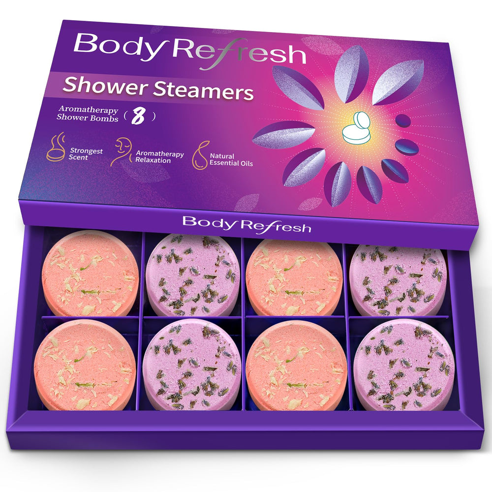 BodyRefresh bombes-douche aromathérapie lavande et pétales naturels, détente spa à domicile.