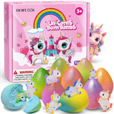 Bofuoos bombas de baño unicornio con sorpresa, colores brillantes para juego y relax.