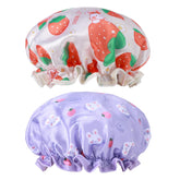 Gorro BOHUIZ de ducha para niños morado con conejito, cabello seco.