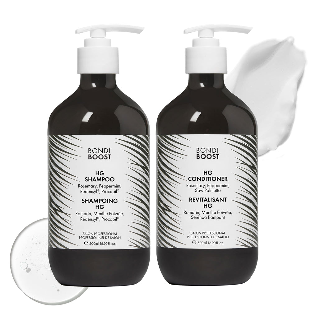 BondiBoost HG: champú anti-caída en botella, ideal para cabello fino.