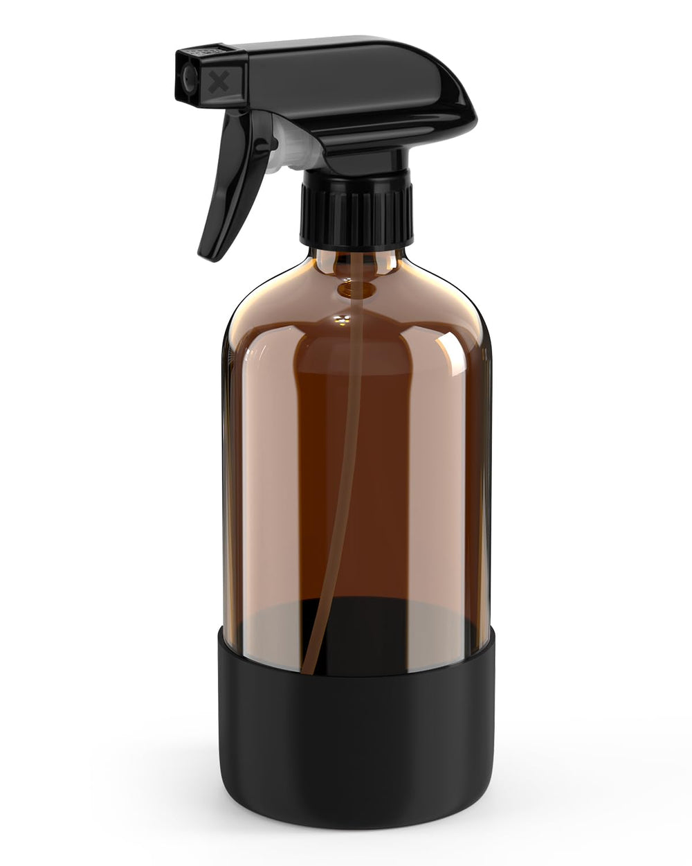 Botella spray Bontip de vidrio ámbar con rociador protege líquidos sensibles de la luz.