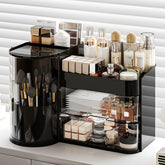 Booklov organizador maquillaje rotatorio con soporte para pinceles, acceso rápido.