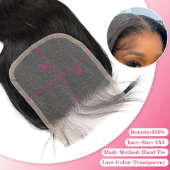 Boopwine 4x4 hd lace closure skin-blend for undetectable integration