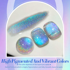 Born Pretty cat-eye holográfico, esmalte gel azul morado para uñas con efecto cambiante.