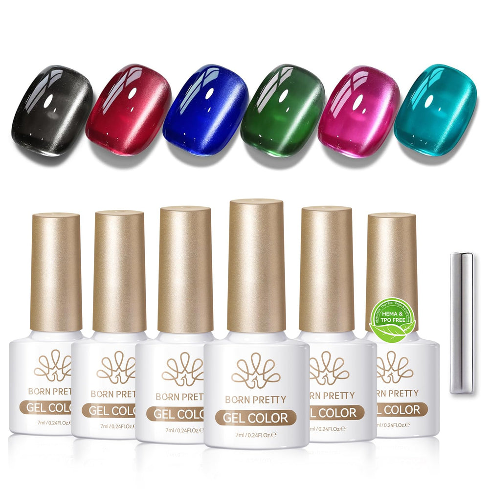 Esmalte Born Pretty Cat Magnetic Eye en rojo jelly, acabado brillante y duradero para uñas