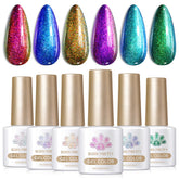 Conjunto Born Pretty Pearl Gel, foto grupo de 6 botellas con acabado perlado.