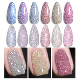 Born Pretty esmalte gel reflectante dorado para brillo navideño intenso.